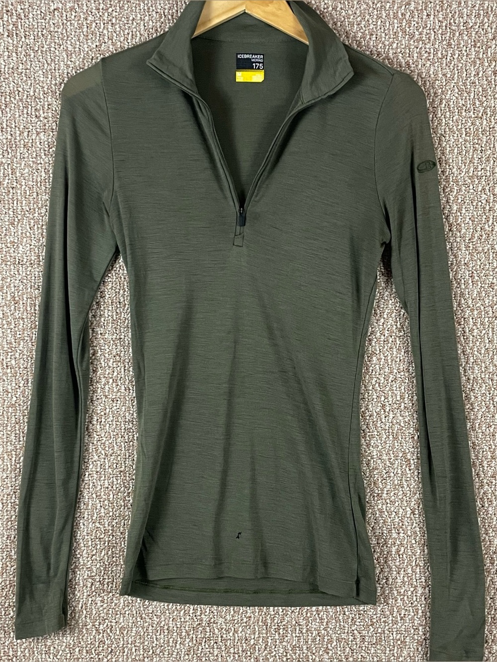 Icebreaker Women's M 175 Merino Long Sleeve Shirt 1/4 Zip Mock Neck Green T66